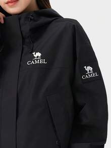 CAMEL CROWN Jaket Pendek Luar Ruangan Wanita Satu Lapisan, Tahan Angin & Air, Jaket Hiking Berkerudung Warna Kontras, Musim Gugur/Dingin - Hantu Hitam - View 2