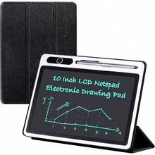 tablet de escritura LCD de 10 pulgadas con cubierta protectora de poliuretano, cuaderno de escritura electrónica, tablero de dibujo borrable para adultos en casa, oficina o trabajo (café) - negro - Ver 5
