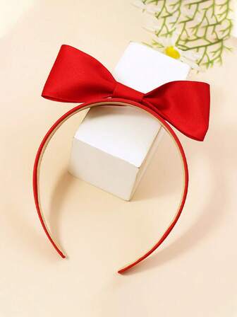 1 件圣诞大红色蝴蝶结头带，可爱百搭，适合女孩，适合情人节、圣诞节、节日穿着