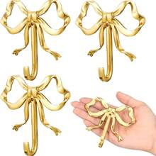 1个金色蝴蝶结壁钩，金色蝴蝶结衣钩，黄铜蝴蝶结壁钩，门钩，毛巾钩，黄铜衣钩，适用于婚礼、浴室、客厅、厨房装饰，黄铜金属壁挂式挂钩，适用于客厅和浴室，烤漆饰面 - 彩色 - 查看 1