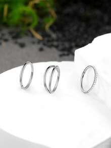 3pcs Inlaid Synthetic Zirconia Nose Ring Earrings 316 Surgical Steel Double Ring Nose Ring 18G Hinge CZ Puncture Jewelry Lip Ring Cartilage Earrings Spiral Hook Earrings, Size: 7mm/8mm/9mm/10mm, Suitable For Daily Party And Vacation Wear, Valentine's Day, Mother's Day, Thanksgiving, Halloween, Birthday Gifts And Bar Dancing, Travel, Work - 3pc Nose Ring - View 3