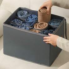 WONGIRL Large Grey Shoe Organizer With Adjustable Dividers - Space-Saving, Foldable Storage Bin For 16 Pairs, Reinforced Handles & Bottom Support