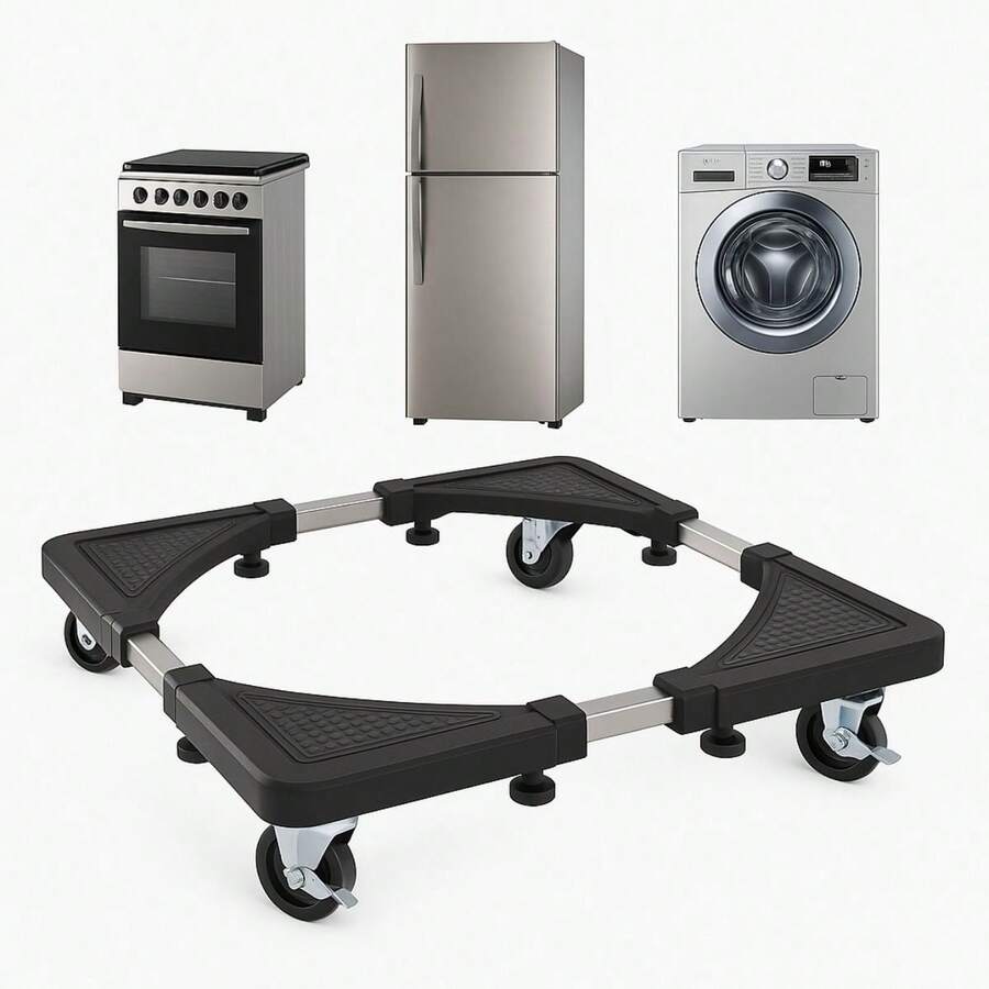360 Degree Stainless Steel Refrigerator, Stove, And Washing Machine Support - Black - View 1