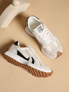 Retro Thick Sole Sneakers, Thickened Upper, Suitable For Running, Women - White - View 6