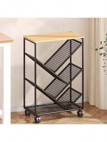 1 pieza Estantería independiente, 2 colores, sin necesidad de montaje, móvil, estantería de almacenamiento de libros sencilla para niños, estantería estrecha para la sala de estar