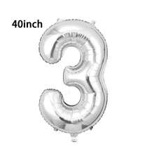 1 个 32/40 英寸银色纯色铝箔数字气球，0-9 大尺寸涤纶数字气球，装饰气球，可重复使用，适用于生日装饰、派对装饰、周年纪念、房间装饰、结婚纪念日、派对用品