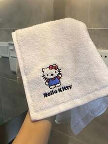 1pc Sanrio Hello Kitty White Hot Compress Face Towel Masks, Reusable Facial Steamer Towel For Hot Cold Skin Care - Multicolor - View 1