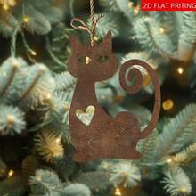 2D Flat Vintage Cat Acrylic Ornament - Suitable For Christmas Tree And Outdoor Decoration, No Power Source Required, Easy Hanging Design Home Decor Christmas Decorations Room Decor