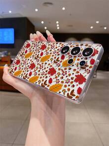 1pc Autumn Pinecone & Maple Leaf Transparent Shockproof TPU Phone Case, Suitable As Holiday Gift For Partner And Friends, Compatible With IPhone XS/XS Max/XR/11 12 13 14 15 16 Pro/Pro Max/14 15 16 Plus, Nothing, Pixel, INFINIX, Redmi Series