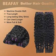 Beafay Burmese Curly Easter Day Human Hair Bundles 18 20 22 Inch Curly Bundles Unprocessed Burmese Raw Christmas Hair Accessories Real Human Hair Natural Color Human Hair Weft Extensions Virgin Hair Kinky Curly Bundles Water Wave Human Hair Bundles For Women Soft And Full No And Shedding, Dyed, Curled, And Styled Freely Cheap Suitable For Women Will Give You Shining Look For Daily Life, Like Wedding,Makeup,Lashes, Dates, And Theme Parties And So On Pelucas Curly Wigs Human Hair, Makeup, Your 2026 Beauty Glow-Up Awaits,Luxe Gifts For Moments That Matter #PremiumGifts New Year Human Hair Extensions Curly Hair Extensions Music Festival Hairstyles No Damage Hair Extensions For Festival Wedding Hair Wefts Festival Hairstyles With Hair Extensions Special Occasion Hair Extensions Hair Extensions For Wedding & Music Festival Hairstyles New Easter Bunny Style Long Hair Pieces For Women Natural Looking Hair Extensions - Natural Black - Xem 3