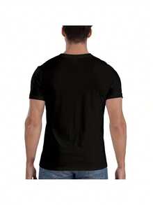 Camiseta Gráfica de Calavera Gótica para Hombre - Diseño de Cartas de Tarot de Amantes, 100% Algodón, Ajuste Casual, Lavable a Máquina, Uso en Todas las Estaciones, Negra con Estampado de Calavera y Flores, Cuello Redondo, Ajuste Regular, Tallas para Adultos, Ropa Casual| Camiseta Gráfica Gótica| Parte superior lavable a máquina - Negro - Ver 3