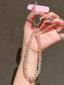 Correa de muñeca desmontable de cristal de lujo y alta gama, funda de teléfono, llavero de coche, colgante de bolso