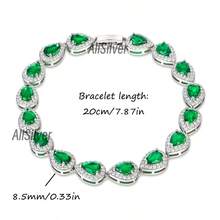 Red Water Droplet Bracelet, Halloween; Cosplay; Christmas Gift 20cm Pear Shaped Cut, Women's Tennis Bracelet, Luxurious Wedding Jewelry, Christmas And Halloween Women's Accessories, Exquisite, Shiny, Noble, Valentine's Day Gift, Including Exquisite Gift Box. Party - Green - View 2
