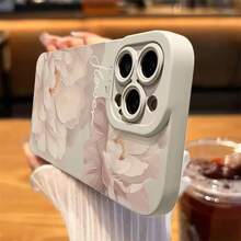 Una funda protectora de carcasa de teléfono móvil a prueba de terremotos y aceite con un diseño simple de patrón de flores, a prueba de golpes, mate y caída, adecuada para todas las series de teléfonos móviles , compatible  17/17 Pro/17 Pro Max/17 Air/ 16/16 Pro/16 Pro Max/16 Plus/ 15/15 Pro Max/15 Pro/15 Plus/ 14/14 Pro/14 Plus/14 Pro Max/ 13/13 Pro/13 Pro Max/12/12 Pro/12 Pro Max/11/11 Pro/11 Pro Max/XR/X/XS/XS Max, Moda novedosa para hombres y mujeres - Blanco 45-3 - Ver 5