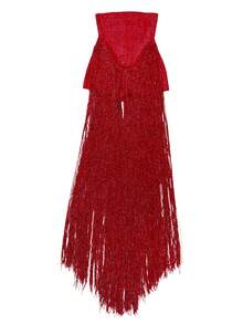 Macacão de Festa Elegante e Sexy com Strapless, Franja e Modelagem Justa para Mulheres - Vermelho - Visão 3