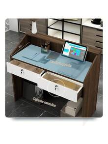 Mostrador Recepción Caja Multifunción Con Cerradura Cajones - Marrón - Ver 2