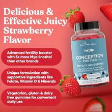 Conception For Her Fertility Gummies - Fertility Supplements For Women With Myo Inositol, Folate &Amp; More Essential Nutrients - Delicious Juicy Strawberry Hormone Balance Vitamins, 75 Ct Gummies - 白色的 - 查看 3