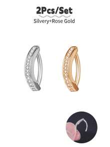 1/2/3pcs Fashionable Sexy Single Row Rhinestone Navel Ring, Women Belly Button Piercing Jewelry