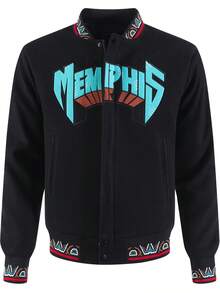 Men's Black Baseball Jacket High End Embroidered Leather Fashionable Street Style Sportswear Casual Classic Retro Sportswear Patchwork Long Sleeved Hip-Hop Motorcycle Jacket, Grunge, Fall/Winter