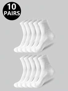 5双/10双/20双装 男士休闲船袜，中筒袜，白色袜子，冬季袜子，黑色袜子，运动袜，秋冬季 - 彩色 - 查看 6