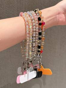 Correa de muñeca desmontable de cristal de lujo y alta gama, funda de teléfono, llavero de coche, colgante de bolso