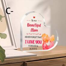 1pc Dearest Mom, Mother's Day Transparent Acrylic Heart Souvenir Gift, Mother And Daughter Pink Silhouette, Best Birthday Gift For Mom, Best Holiday Gift - Ornaments - View 4