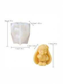 1pc Cute Rabbit Heart Silicone Candle Mold - Detailed & Easy Release, Suitable For Candle/Resin/Clay, Easter Gift Silicone Mold - White - View 7