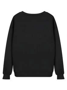 Moletom de lã com gola redonda, tamanho europeu, confortável e macio, com estampa estilosa