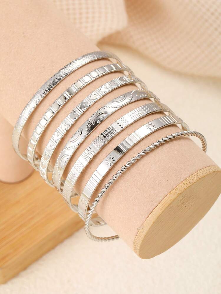 1-8 chiếc Vòng tay kim loại bản rộng thiết kế hoa đồng xu cổ điển thanh lịch, có thể điều chỉnh, vòng tay xếp chồng cá nhân hóa phù hợp cho phụ nữ, tiệc bãi biển mùa hè, lễ hội âm nhạc, quà tặng hẹn hò, trang sức phù hợp khi đi làm hàng ngày - Vàng - Xem 6