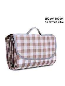 1 件咖啡白格子野餐户外毯，防水可折叠毯，加厚超大格子野餐垫，适合春季旅行、户外、海滩、露营草坪公园、婚礼登记配件、情侣礼物。（2 种尺寸可供选择）