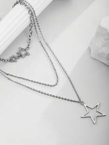 1 buc colier elegant cu decor stelar, multistrat, pentru femei, strasuri încrustate, versatil pentru zi cu zi, petrecere, întâlnire, cadou pentru prieteni și sărbători