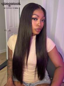 MEGALOOK Upgrade 13x6 Three-Go™ Glueless Wigs Silky Straight Premium 100% Virgin Human Hair Natural Black Glueless Wigs Pre-Cut Ear-To-Ear Lace Frontal Pull Go Wigs All Pre-Styled Transparent Lace Front Wig 100% Virgin Human Hair Wig Durable & Long-Lasting Lightweight Cap - Black - View 2