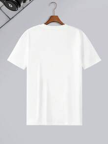 男士休闲图案 T 恤，万圣节趣味印花，时尚图案，针织面料短袖，常规圆领