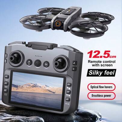 TOKQI 2025新款S156屏幕遥控无人机，配备双摄像头、4.92英寸遥控器屏幕、带避障功能的四轴飞行器、强劲的无刷电机和光流悬停技术，是万圣节的完美礼物