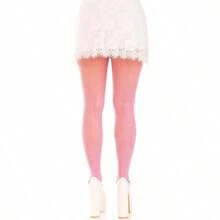 Womens Sweetheart Striped Net Tights With Keyhole And Mini Bow Detail - 粉色 - 查看 2