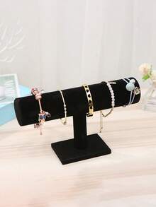 1pc Velvet Bracelet/Watch Display Stand, Jewelry Organizer Rack For Necklaces, Bracelets, Pendants, Fashionable Women Desk Storage, Valentine's Day Gift