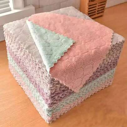 1/5/10/15/20pcs Random Color Xl Thickened Cleaning Cloth, Soft, Quick Drying & Oil-Free, Easy-To-Clean Microfiber Towel, Ideal For Kitchen, Restaurant, Table, Car Wash & Polishing,Kitchen,Bathroom,Home,Household Supplies