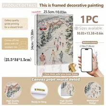 1 pezzo, Quadro su tela, Decorazione da parete incorniciata, Stampa sci invernale, Quadro ad acquerello, Decorazione per la casa in stile vintage, Arte in stile cottage, Dipinto di rifugio da sci, Decorazione scena invernale con neve, Decorazioni natalizie eleganti per la casa, Ornamenti natalizi, Decorazioni natalizie - Multicolore - Visualizzare 15