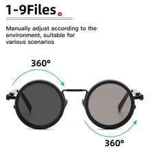 Gafas de sol ajustables ND9 para hombres, con estuche de espejo incluido de forma gratuita. Gafas de sol para pesca y conducción con doble filtro, gafas de sol sólidas de color vintage personalizadas para viajes de negocios - Multicolor - Ver 7