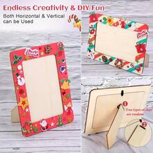 1 قطعة إطار صورة خشبي غير مكتمل، طقم حرفي يشمل إطار خشبي غير مكتمل، 6 أقلام ملونة، 1 ملصق ماس كريستالي لزخرفة الإطار ومشاريع فنية مخصصة، إطار عرض رأسي للمكتب، لوحة غير مكتملة وإطار خشبي زخرفي، ديكور المنزل، مشاريع فنية مخصصة، عرض صور مخصص ومشروع فني هدية لعيد الميلاد والتخرج