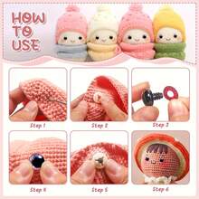 20颗闪亮眼睛,黑色塑料娃娃眼睛,尺寸12/14/16/18/20毫米,3D立体闪光眼睛带环,适用于钩编、阿米格鲁米娃娃、塑料钩编眼睛、泰迪熊DIY配件 - 多色-Moon Eyes - 查看 5