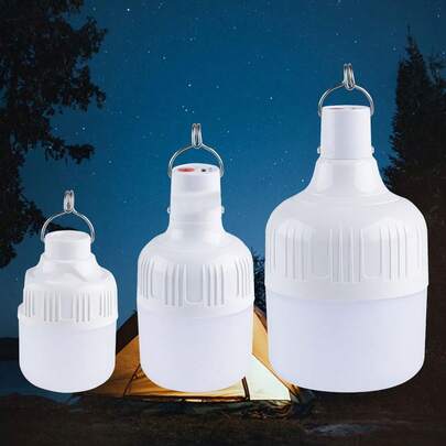 Bombilla recargable por USB, lámpara para camping al aire libre, bombilla LED de emergencia para el hogar, bombilla LED recargable por USB con brillo ajustable, para equipos de emergencia al aire libre, camping y iluminación para barbacoa, 3 niveles de brillo, LED blanco