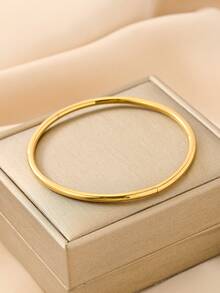 4pcs/3pcs/1pc 18K Gold-Plated Stainless Steel Bangle Bracelet With Luxury Rhinestone Design, Suitable For Gifts, Engagement, Daily Wear, Parties, Festivals, Beach Vacation - Gold - View 9