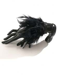 2 piezas/1 pieza Brazalete nupcial de estilo bohemio con plumas falsas - Elegante, encantador, lujoso, accesorio de moda para mujer - Adecuado para fiestas, reuniones, citas, festivales, cosplay, fotografía, actuaciones de baile, decoraciones de boda, regalos para amigos [Halloween, Navidad, temporada de vuelta al colegio]