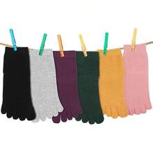 6 Pairs Cotton Toe Socks, Breathable Compression Crew Socks For Athletic Running, Sports, Yoga - Nghệ, Tím, Xanh lá, Đen, Xám, Hồng - Xem 2