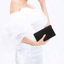 Clutch Purse Women Evening Bags Handbags Wedding Party Cocktail Prom Faux Suede Crossbody Shoulder Bag - Đen-2 - Xem 2