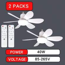 6-Blade LED Ceiling Fan With Light And Remote Control, E27 Base, 40W Dimmable LED Ceiling Fan Suitable For Bedroom And Living Room, 3 Wind Speeds, Timer, Night Light Function