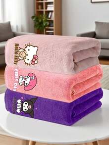 1pc/3pcs Cute Sanrio Character Heat Transfer Print Towel, Absorbent & Quick Dry, Suitable For Face, Hand Washing, Boys & Girls, Ideal For Bathroom, School, Kitchen, Holiday Gifts, Travel Outdoor, Best Gift For Kids, Towel Size: 34*75cm