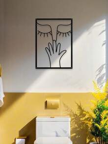 1 peça de arte de parede de metal com clipe de nariz engraçado, arte de linha de banheiro minimalista e elegante, decoração de banheiro humorística, decoração de banheiro de hóspedes, arte de linha de metal para pendurar na parede, arte e artesanato