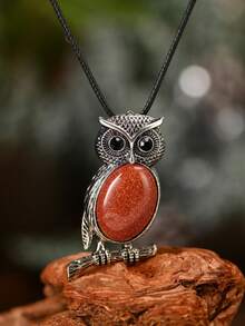 1/5/10 件时尚金属镶嵌天然水晶猫头鹰吊坠项链，天然紫水晶适合女性日常佩戴 - 貓頭鷹 - 查看 30